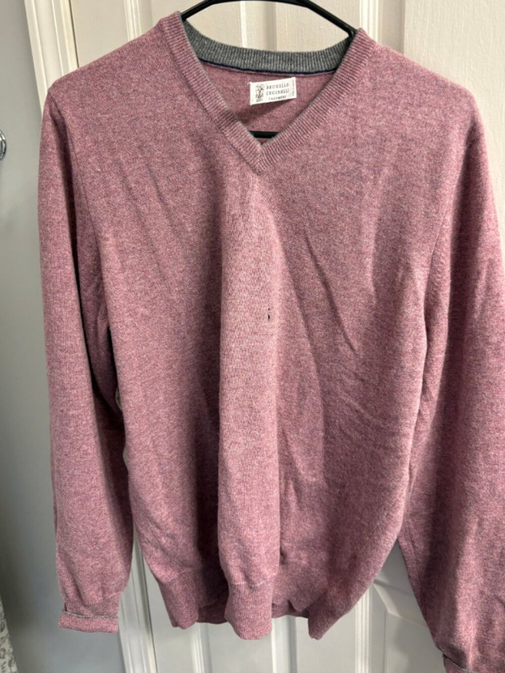 Brunello Cucinelli Cashmere V-Neck Sweater Mauve Pink